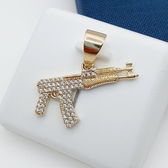 "14K Gold Plated Cubic Zircon Pendant, INUS1BR071 - Picture 4 of 10